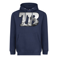 Navy TB Tampa Bay City Skyline of Tampa Bay, Florida Heavyweight Hoodie - longCreatives