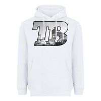 White TB Tampa Bay City Skyline of Tampa Bay, Florida Heavyweight Hoodie - longCreatives