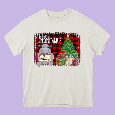 I Want Hippopotamus For Christmas Heavy Core Tee Designed By Bettercallsaul