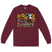 Burgundy hey cowbow Long Sleeve Tee - OliviaCreatesArt