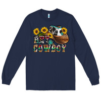 Navy hey cowbow Long Sleeve Tee - OliviaCreatesArt
