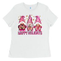 White Happy holidays with gnomes Ladies Tee - NancyCooperArtShop
