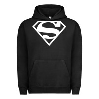 Pigment Black Supergirl White & Pink Shield Urban Hoodie - longCreatives