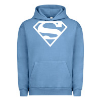 Pigment Pebble Blue Supergirl White & Pink Shield Urban Hoodie - longCreatives