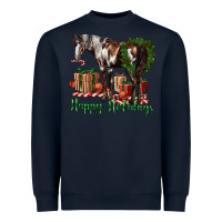 Navy happy holidays mustang horse Heavyweight Sweatshirt - LillyAllenDesigns