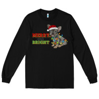 Black merry and bright french bulldog Long Sleeve Tee - RanaPortraitStore