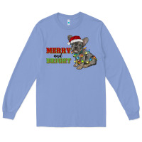 Colony Blue merry and bright french bulldog Long Sleeve Tee - RanaPortraitStore