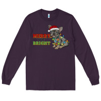 Plum merry and bright french bulldog Long Sleeve Tee - RanaPortraitStore