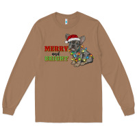 Toasted Coconut merry and bright french bulldog Long Sleeve Tee - RanaPortraitStore