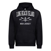 Black Long Beach Island NJ Vintage Crossed Oars & Boat Anchor Spor Urban Hoodie - longCreatives