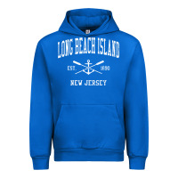 Cobalt Long Beach Island NJ Vintage Crossed Oars & Boat Anchor Spor Urban Hoodie - longCreatives
