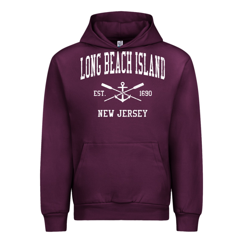 Long Beach Island Nj Vintage Crossed Oars & Boat Anchor Spor Urban Hoodie by longCreatives | Teevron