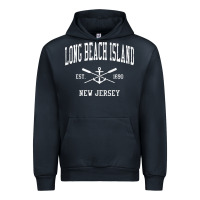 Navy Long Beach Island NJ Vintage Crossed Oars & Boat Anchor Spor Urban Hoodie - longCreatives