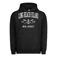 Pigment Black Long Beach Island NJ Vintage Crossed Oars & Boat Anchor Spor Urban Hoodie - longCreatives