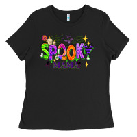 Black Halloween Spooky Mama Ladies Tee - texasbilliewilder