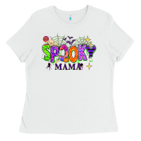 White Halloween Spooky Mama Ladies Tee - texasbilliewilder