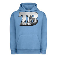 Pigment Pebble Blue TB Tampa Bay City Skyline of Tampa Bay, Florida Urban Hoodie - longCreatives
