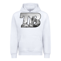 White TB Tampa Bay City Skyline of Tampa Bay, Florida Urban Hoodie - longCreatives