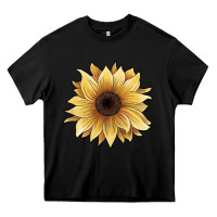 Black watercolor sunflower Heavy Core Tee - JahusDesignShop