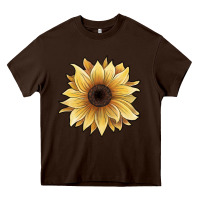 Chocolate Brown watercolor sunflower Heavy Core Tee - JahusDesignShop