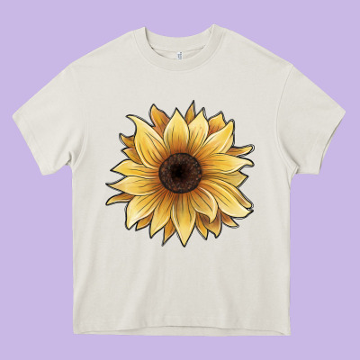 Watercolor Sunflower Heavy Core Tee Designed By Jahusdesignshop
