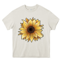 Cream watercolor sunflower Heavy Core Tee - JahusDesignShop