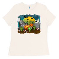Bone Cemetery with Ghost Cats Ladies Tee - texasbilliewilder