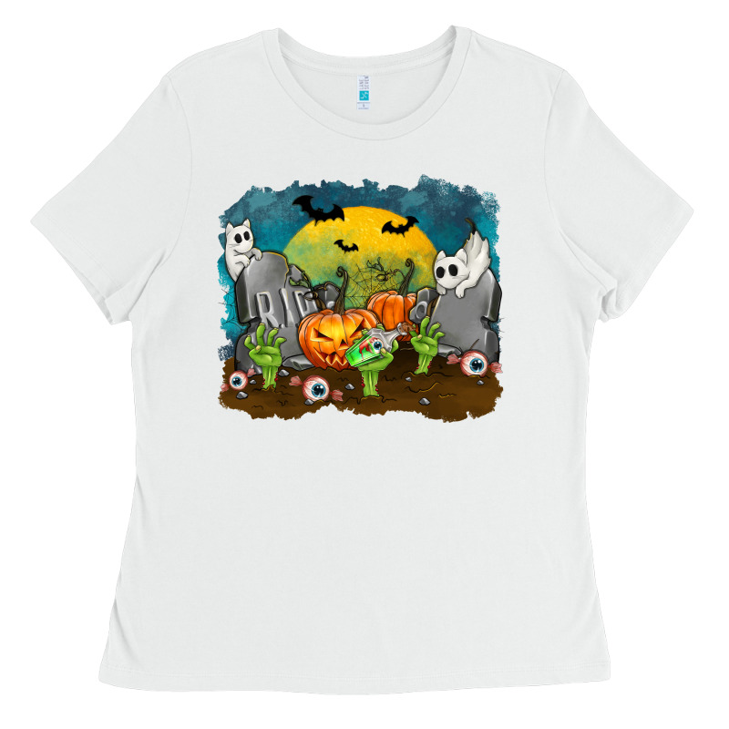 Cemetery With Ghost Cats Ladies Tee by texasbilliewilder | Teevron