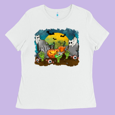 Cemetery With Ghost Cats Ladies Tee Designed By Texasbilliewilder