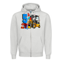 Dove Grey forklift birthday five Zipper Hoodie - Artiststas