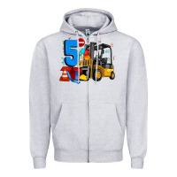 Heather Grey forklift birthday five Zipper Hoodie - Artiststas