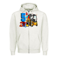 Oatmeal Heather forklift birthday five Zipper Hoodie - Artiststas