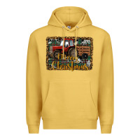 Antique Gold Merry Christmas Farm Tractor Premium Hoodie - RanaPortraitStore