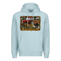 Blue Mist Merry Christmas Farm Tractor Premium Hoodie - RanaPortraitStore