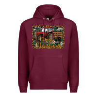 Burgundy Merry Christmas Farm Tractor Premium Hoodie - RanaPortraitStore