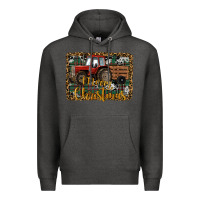 Charcoal Heather Merry Christmas Farm Tractor Premium Hoodie - RanaPortraitStore