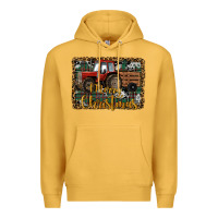 Mustard Merry Christmas Farm Tractor Premium Hoodie - RanaPortraitStore
