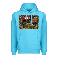Ocean Blue Merry Christmas Farm Tractor Premium Hoodie - RanaPortraitStore