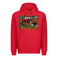 Red Merry Christmas Farm Tractor Premium Hoodie - RanaPortraitStore
