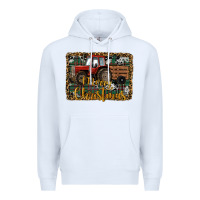 White Merry Christmas Farm Tractor Premium Hoodie - RanaPortraitStore