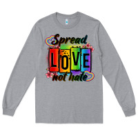 Heather Grey spread love not hate Long Sleeve Tee - OliviaCreatesArt
