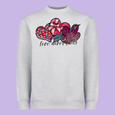 Love Never Fails Heavyweight Sweatshirt Designed By Sublimationcraftshop