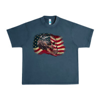 Midnight Navy skull with american flag 4th of july Urban Heavy Tee - CowGirlArtShop
