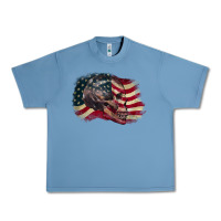 Pebble Blue skull with american flag 4th of july Urban Heavy Tee - CowGirlArtShop