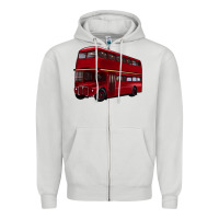 Dove Grey double decker bus Zipper Hoodie - Artiststas