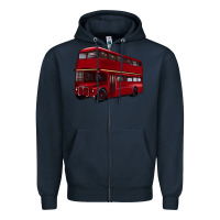 Navy double decker bus Zipper Hoodie - Artiststas