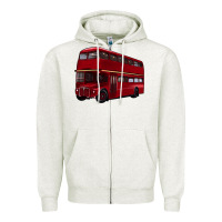 Oatmeal Heather double decker bus Zipper Hoodie - Artiststas