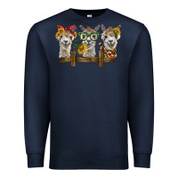Navy 3 alpacas Premium Sweatshirt - BarkalooDesign