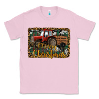 Bubblegum Pink Merry Christmas Farm Tractor Classic Tee - RanaPortraitStore