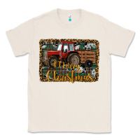 Natural Merry Christmas Farm Tractor Classic Tee - RanaPortraitStore